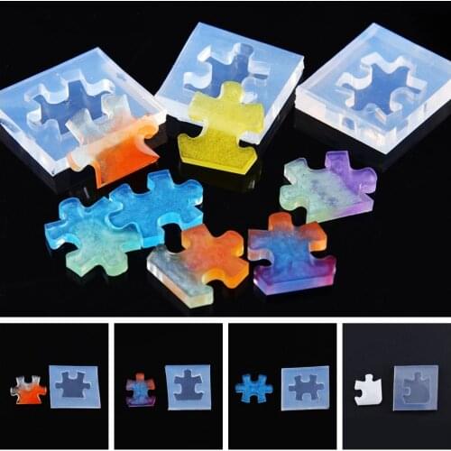 Puzzle Gemstone Crystal Mold Silicone Mould Diy Jewelry Pendant Making Tools 4pcs/set for Epoxy Boy Enjoy Toys