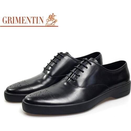 GRIMENTIN Brand men genuine leather shoes hot sale fashion mens dress shoes black formal lace up formal business shoes