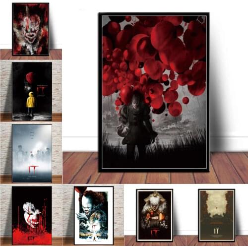 IT Horror Movie Stephen King Pennywise Canvas Painting Posters and Prints Wall Art Picture for Living Room Home Decor Cuadros