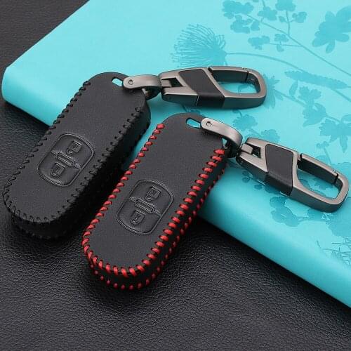Leather Car keychain Car Remote Key Case Cover For Mazda 6 Mazda 3 Axela Atenza CX-7 CX-9 CX-5 CX5 2015 2016 2017 2018 Key Shell