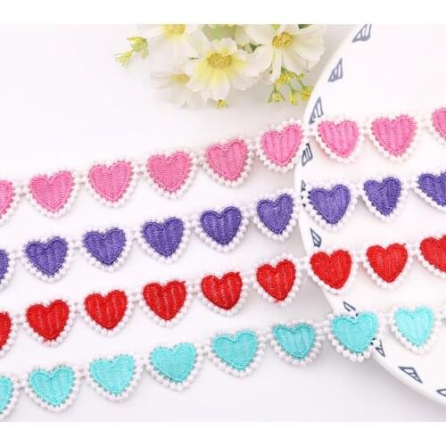 2Yards New Colorful Peach Heart Embroidered Lace Decorative Lace Collar Clothing Trim Accessories DIY Handmade Sewing Crafts