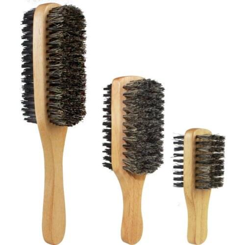 Men Boar Bristle Hair Edge Brush-Natural Wooden Wave Comb for Male,Styling Beard Hairbrush for Short,Long,Thick,Curly,Wavy Hair