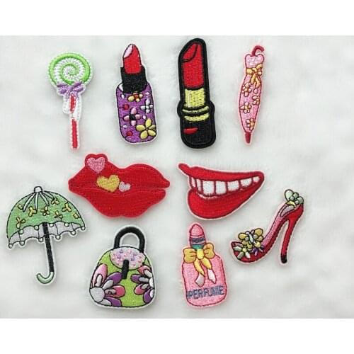 50pcs/lot Embroidery Patches Cute Girl Items Clothing Bag Cap Decoration Accessories Heat Transfer Badge Iron Clothes Boutique