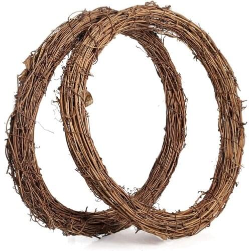 New 2PCS 14 Inch Grapevine Wreaths Vine Branch Wreath Rattan Wreath Garland for DIY Christmas Craft or Wedding Decors