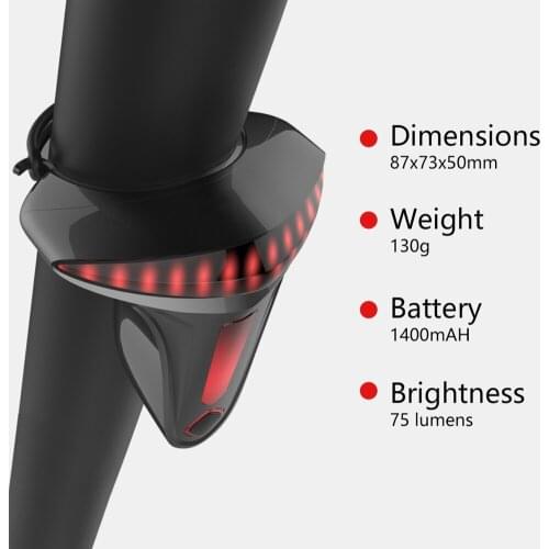 Brake Induction Taillight T-Type Intelligent Induction Brake Light LED Safety Warning USB Charge Tail Lamp for Night Cycling