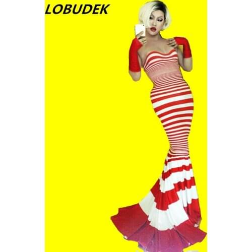 Christmas Carnival female costume Festival Party DJ DS Costume Club Bar Lady singer dancer stage performance long dress