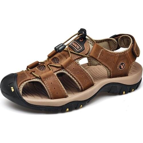 Genuine Leather outdoor big size 47 sandals men shoes casual summer Comfortable sandal male sandalias hiking chaussure H346