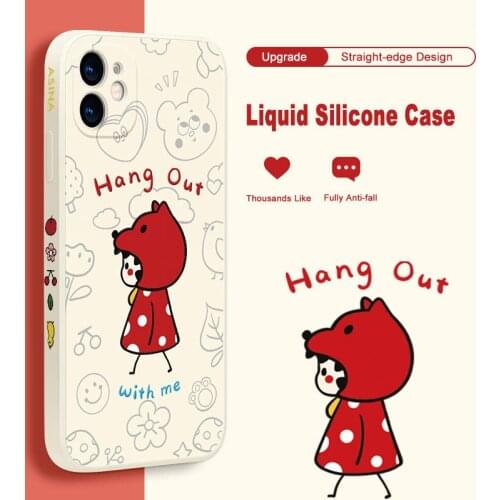 ASINA Straight-sided Edge Case For iPhone 12 Pro Max XS Max XR X 6 7 8 Plus SE2 Soft Silicone Square Cartoon Capa For iPhone 11
