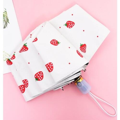 Wind Resistant Folding Automatic Umbrella Rain Women Strawberry Fruit Umbrellas Rain For Men Black Coating 8K Parasol