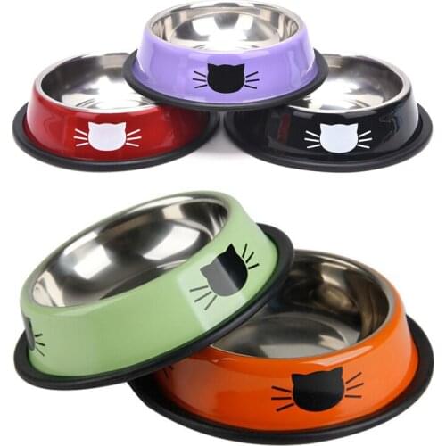 Thick Non-slip Cat Dog Food Bowl Foods Utensils Single Stainless Steel Pet Bowls For Cats And Puppies Pet Bowls