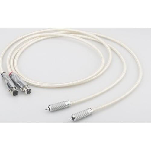 High Quality A26 Silver plated RCA to XLR male Adapter audio hifi cable Carbon fiber RCA male to carbon fiber XLR female