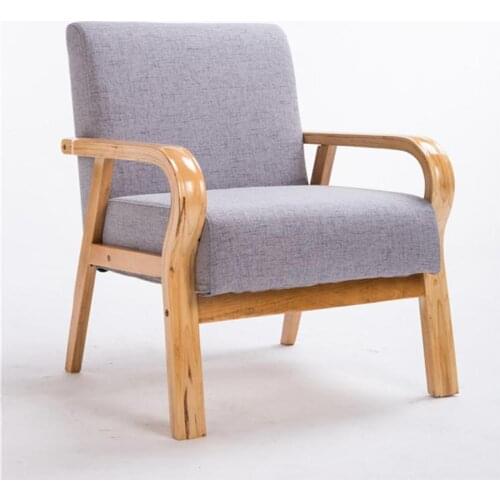Japanese Small Family Fabric Simple European Single Double Three Person Solid Wood Sofa Coffee Chair Hotel Rural Style