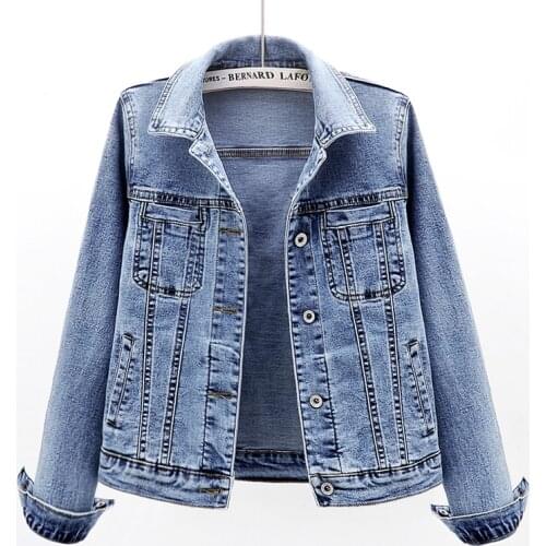 2020 Spring Autumn New Denim Jacket Women Plus Size 5XL Vintage Slim Long Sleeve Jeans Jacket Short Student Outwear Casual Tops