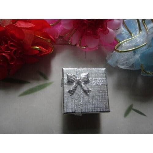 Paper Ring Boxes 24pcs Silver color with Bling Bowknot 4*4*3cm Ring/earring Packaging Boxes ,Free Shipping