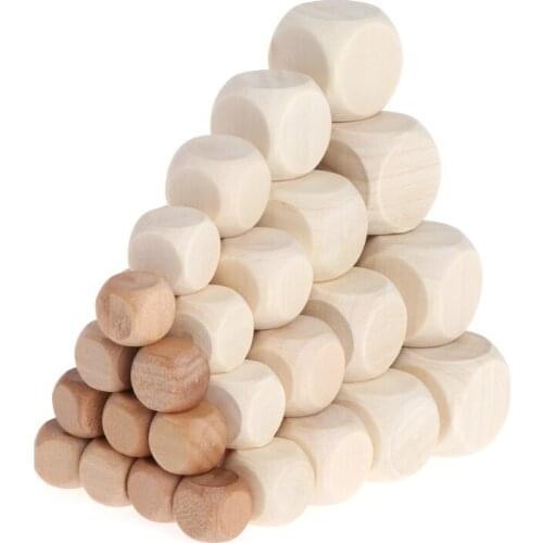 10pcs 6 Sided Blank Wood Dice Party Family DIY Games Printing Engraving Kid Toys A0KA