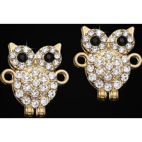 10pcs Rose Gold Plated Crystal Owl Connector for Jewelry Making Earrings Accessories Findings DIY 18x16mm