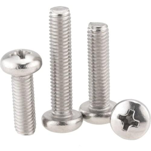 100pcs/Lot GB818 M2.5/M3/M4 304 Stainless Steel Phillips Cross recessed pan head Screw