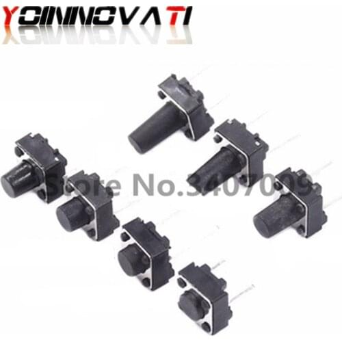 100PCS Middle 2pin 6x6x4.3/5/6/7/8/9/10 mm Switch Tactile Push Button Switches 6x6x4.3mm 6x6x5mm 6x6x6mm 6x6x7mm 6x6x8mm 6x6x9m