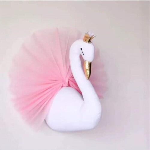 3D Wall Decor Wall Mount Swan Stuffed Dolls For Kids Baby Room Wall Hanging Artwork Toys Dolls Child Birthday Gifts Photo Props