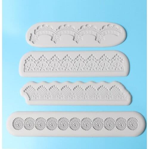 4PCS Border Decoration Lace Mold Flower Lace Mat Fondant Cake Decorating Tool Sugar Lace Embossing Baking Tool Color Random