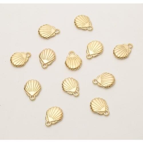50 Pcs/Lot CCB Craft Gold Seashell Scallop Beach Nautical Charms Pendants Beads for Jewelry Making Findings