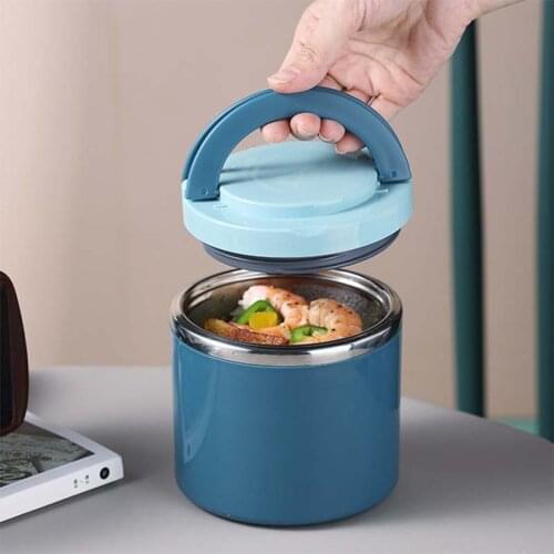 630ml/1000ml Simple Round Thermal Lunch Box Bento Box Work School Outdoor Picnic 304 Stainless Steel Portable Food Storages
