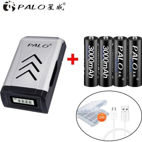 4pcs AA batteries ni-mh 1.2v rechargeable aa batteria with lcd charger for aa charger for aaa aa battery sets for toys
