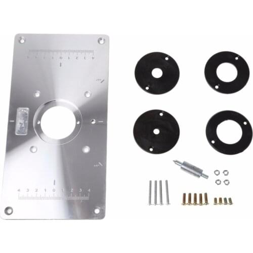 Aluminum Router Table Insert Plate w/ 4 Rings Screws For Woodworking Benches