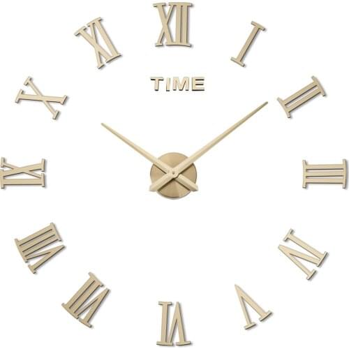 Large Wall Clock 3d DIY Acrylic Mirror Stickers Living Room Quartz Needle Europe Horloge Metal Clockface Good Quality Machine