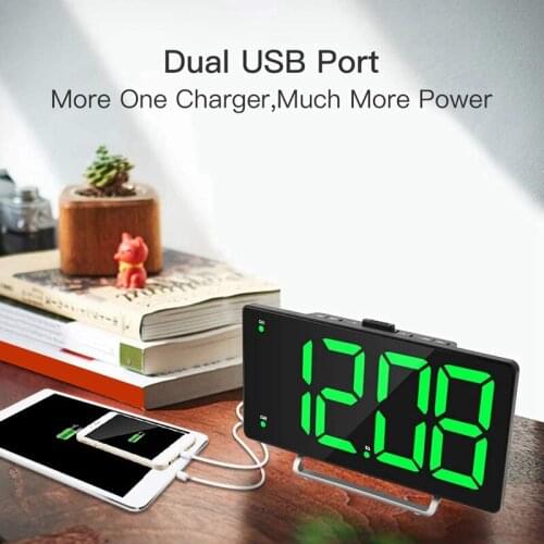 LED Digital Display Dual Alarm with USB Charger Port for Seniors Simple Bedside Number Alarm Clocks for Bedrooms