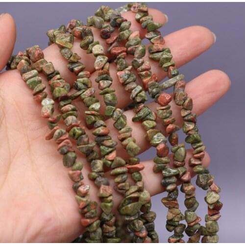 Natural Stone Beads Irregular Unakite Freeform Chips Gravel Loose Bead for Fashion Necklace Bracelet Jewelry Making 40cm