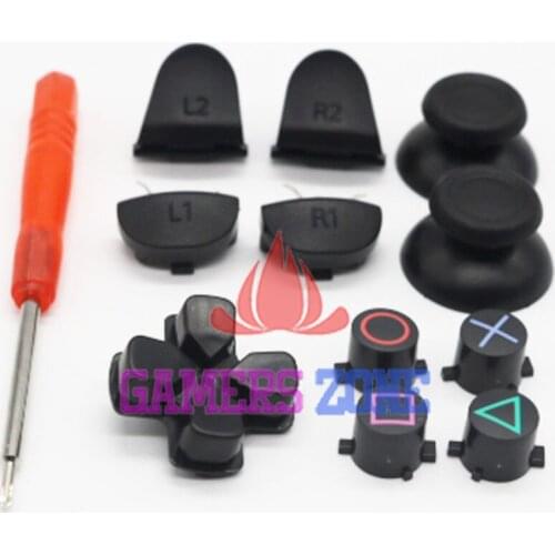 JDS 001 011 Black Controller Thumbsticks D pad R1/L1/R2/L2 Buttons Replacements For PS4 D W/ Cross Screwdriver