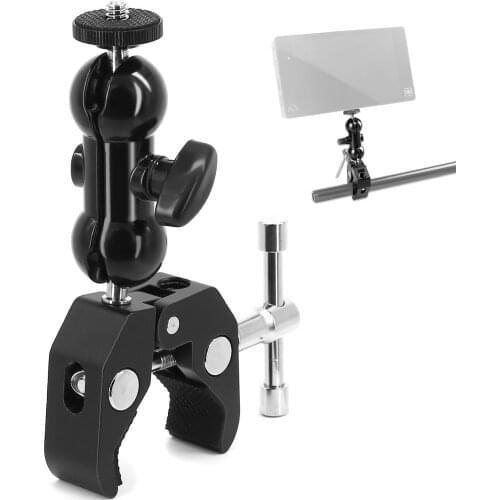 Aluminum Alloy Mount Holder Clamp with Ball Head for Gopro Hero SJcam DJI OSMO Action Cameras Magic Arm for Monitor Display
