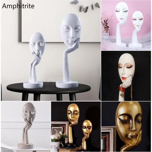 House Decoration Resin Sculpture Statue Nordic Abstract Art DIY Colorful Painting Living Room Office Furnished Face Mask