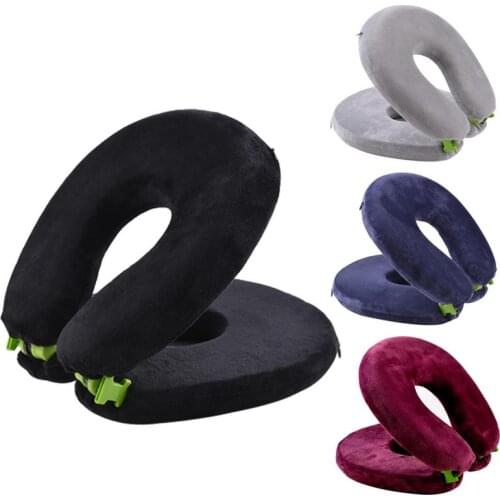 Premium Memory foam travel pillow folding compact Fold up storage sleep cushion pillow