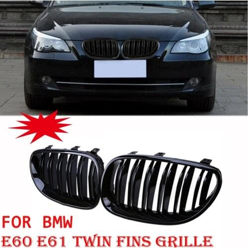 For BMW E60 E61 2004-2009 Glossy Black Car Kidney Front Hood Sport Grill Grilles