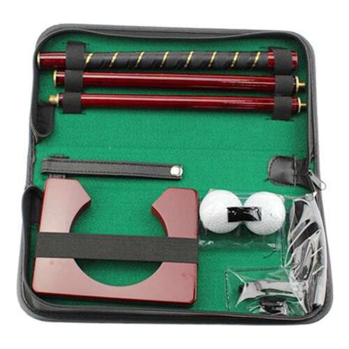 Hot Sale Portable Genuine Leather Rose Wood Golf Putting Training Set
