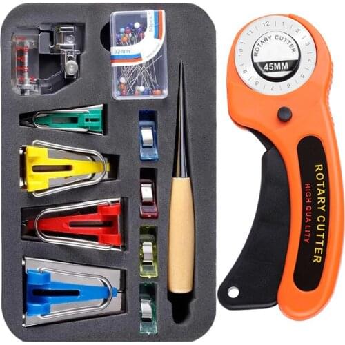 Imzay 61PCS Sewing Fabric Bias Tape Making Kit, Bias Tape Maker Tool 4 Sizes For Patchwork Sewing Quilting Binding