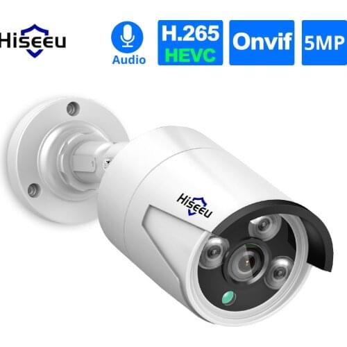 5MP Audio Security IP Camera with Night Vision IP66 H.265 ONVIF Outdoor Waterproof Video Surveillance Home for POE NVR
