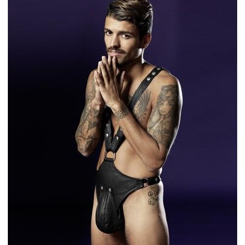 Leather Harness Man Erotic Sexy Lingerie Fetish Bondage Bodysuit Gays Underwear Jockstrap Pouch Underwear Porn Sex Costume