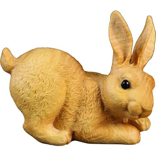 Rabbit Animal happy qing huang Yang wood carving creative carving crafts home decoration ornaments gift cartoon Animal climbing