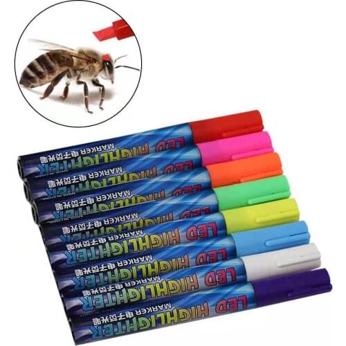 LED Highlighter Queen Bee Marker Plastic Marking Pen 8Colors Beekeeping Identification Rearing Mating Marker Beekeeper Equipment
