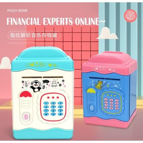 Cartoon Fingerprint Music Piggy Bank Coin Cash Password Money Box Automatic Deposit Electronic Saving Box Kid Birthday Gifts