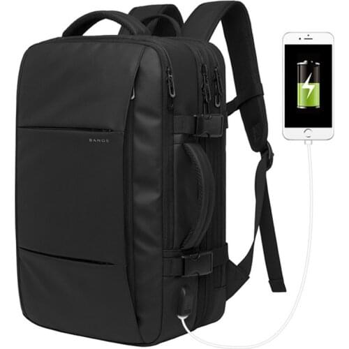 Mens Travel Backpack Fit 15.6 inch Laptop USB Recharging Multi-layer Space Travel Male Bag Anti-thief Mochila F14