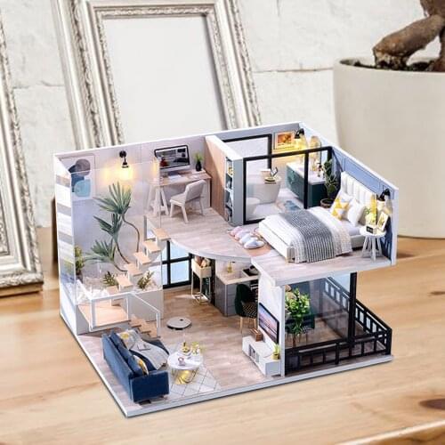 DIY Hut Dollhouse Toys Kit Princess Handmade 3D Wooden Miniature Dollhouse Toys for Children Birthday Presents Doll house Toys