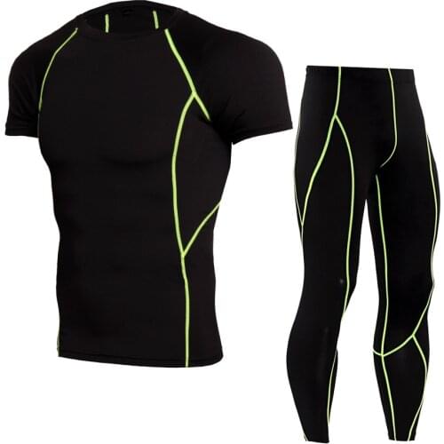 2018 New Compression Tracksuit Fitness Tight Sportswear Running Set T-shirt Leggings Mens Sportswear Demix Gym Sport Suit