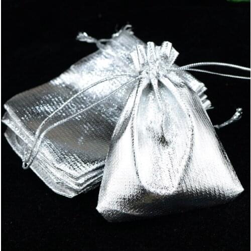 Wholesale 200pcs/lot Silver/Gold Satin Bag 7x9cm Small Charms Gifts Jewelry Packaging Bags Favor Wedding Candy Gift Bag Pouches