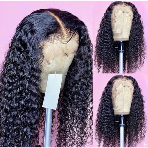 Curly Human Hair Wigs Brazilian Deep Curly 13x4 Lace Frontal Human Hair Wig Middle Part 180% Remy 13x6x1 Lace Wigs For Women