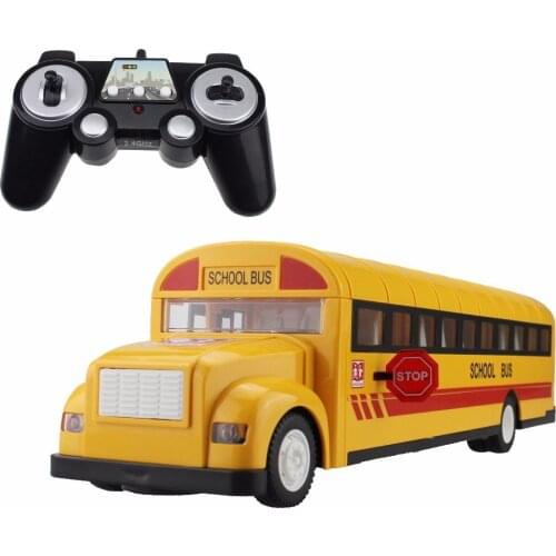 RC Car School Bus 2.4G Remote Control Buses Opening Door One Key Starting Transporter Vehicle Toys with color box Sound&Light
