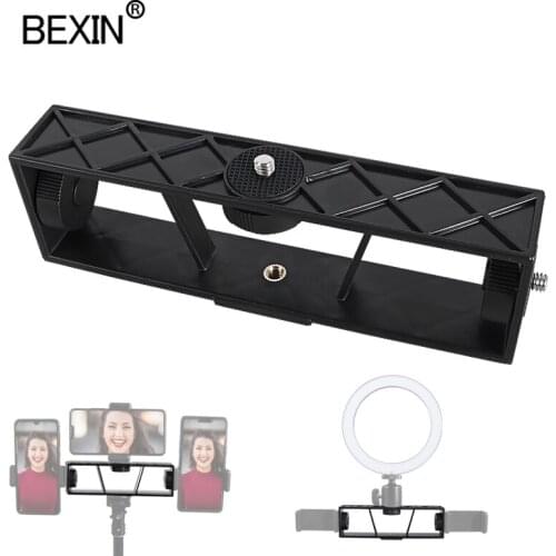 Phone tripod mount clip mobile support clamp led ring light bracket adapter for photographic lightings phone smartphone tripod